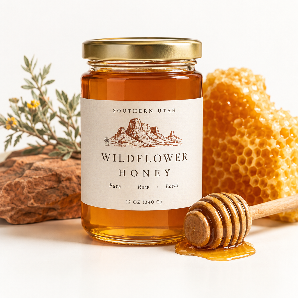 Small batch honey in glass jars