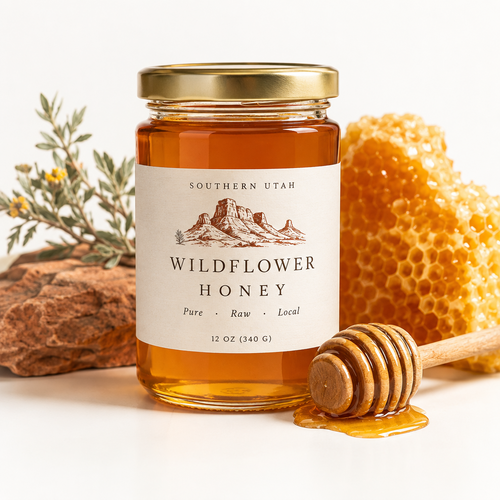 Small batch honey in glass jars
