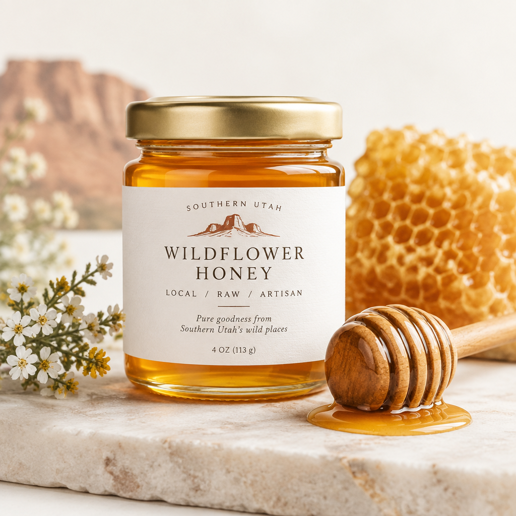 Small batch honey in glass jars