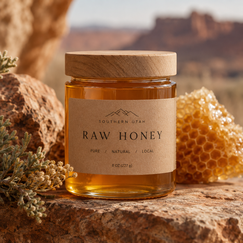 Small batch honey in glass jars